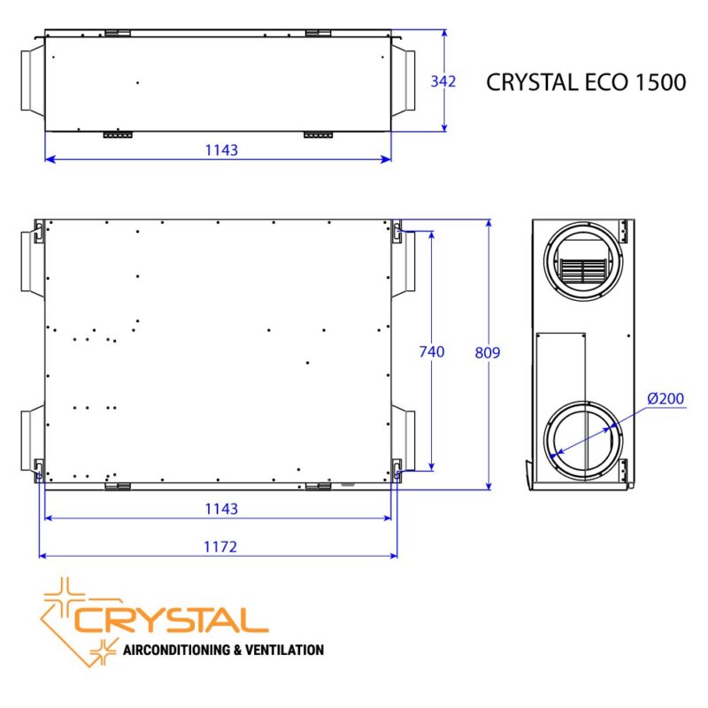 Рекуператор с японски топлообменник Crystal ECO 1500 цена - Рекуператори | BGR Group