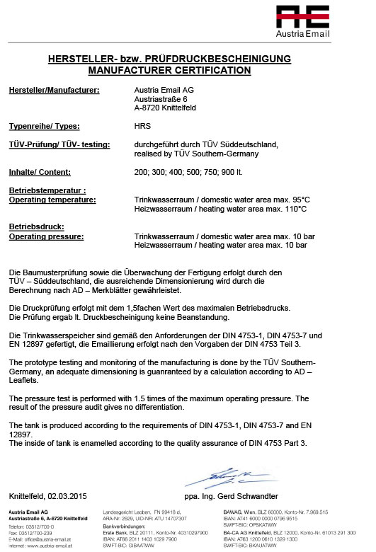 AUSTRIA EMAIL: CERTIFICATE BOILERS HRS
