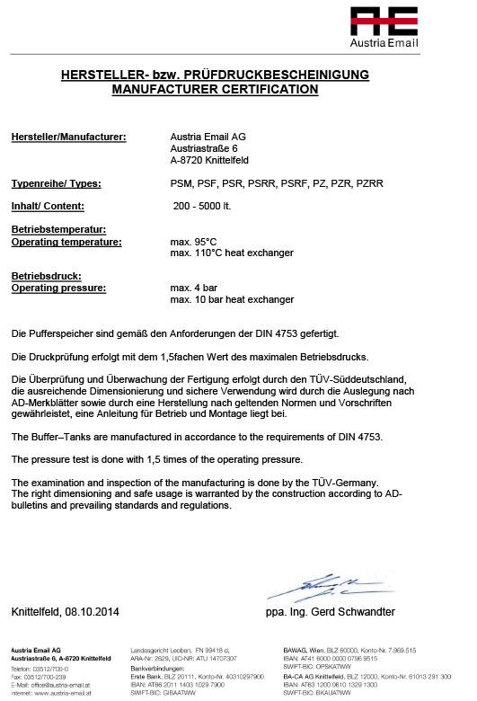 AUSTRIA EMAIL: PSM BUFFER CERTIFICATE