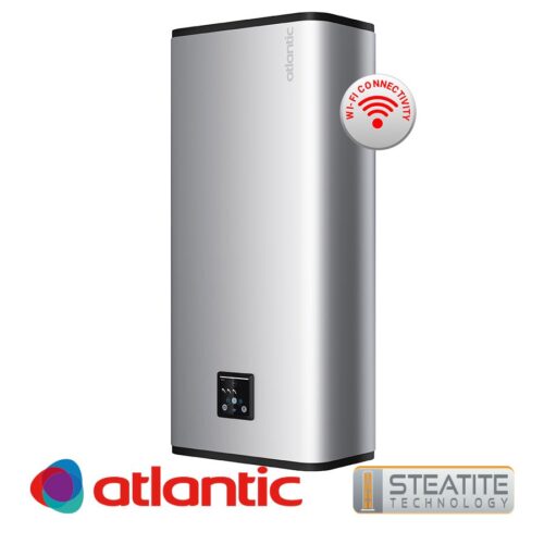 Electric water heater Atlantic Vertigo Steatite Wi-Fi 100 Silver, 80 liters