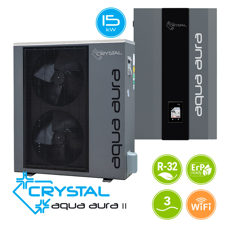 Инверторна термопомпа въздух-вода Crystal Aqua Aura II 15S, 15 kW, трифазна цена - Термопомпи | BGR Group
