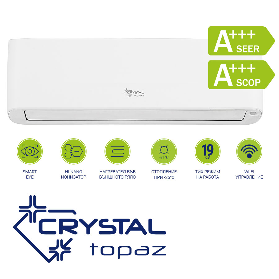 Хиперинверторен климатик А+++ с технология Smart Eye, Crystal Topaz CHI-AI12H-QE/CHO-AI12H-QE цена - Климатици за високостенен монтаж | BGR Group