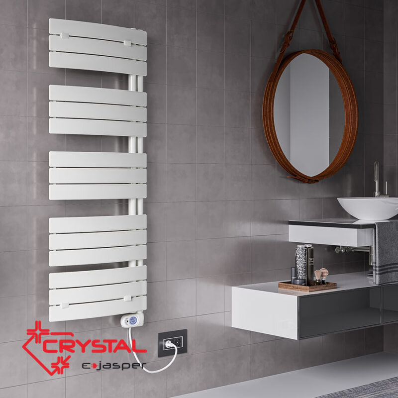 Electric towel warmer Crystal E-JASPER WHITE 600 W, white, 1380X550 mm цена - Bathroom heating | BGR Group