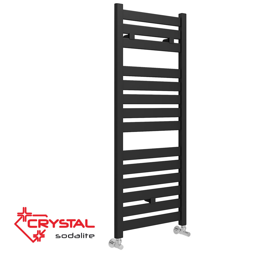 Hydronic towel warmer Crystal SODALITE STRAIGHT BLACK MATT 488 W, black matte, 1150X500 mm цена - Bathroom heating | BGR Group