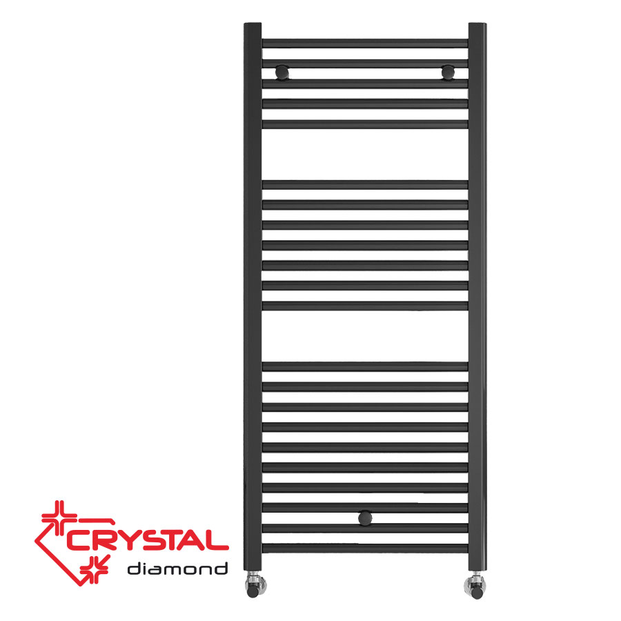 Водна лира за баня Crystal DIAMOND STRAIGHT BLACK MATT 330 W, черен мат, 690x500 mm цена - Отопление за баня | BGR Group