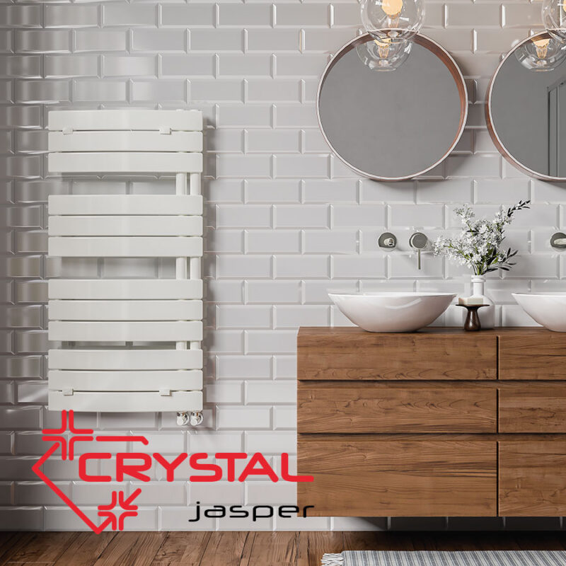 Купи онлайн Водна лира за баня Crystal JASPER, 500 W, 1080x550 mm, бяла на цена 188.67 € Водна лира за баня Crystal JASPER, 500 W, 1080x550 mm, бяла цена - Отопление за баня | BGR Group