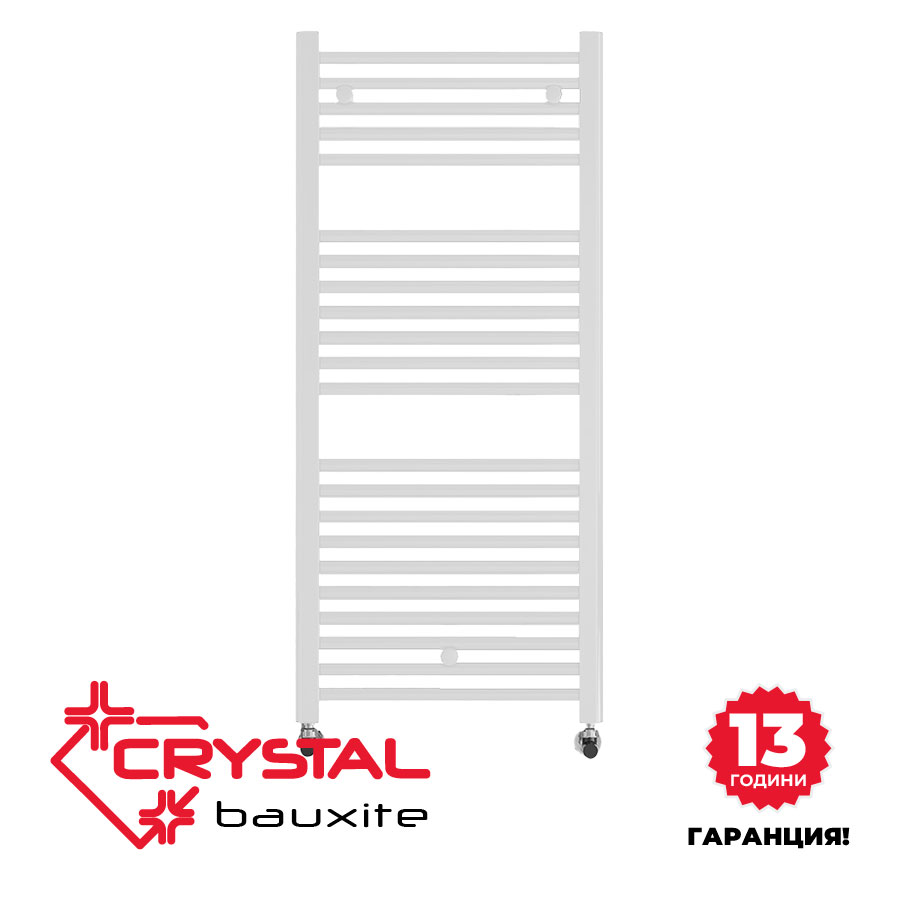 Aluminum hydraulic towel rail Crystal BAUXITE,white gloss