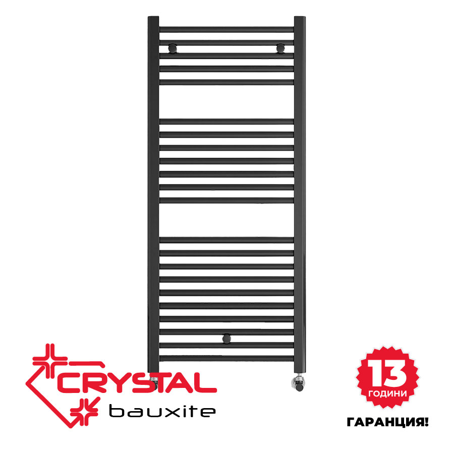 Aluminum hydraulic towel rail Crystal BAUXITE, black matte