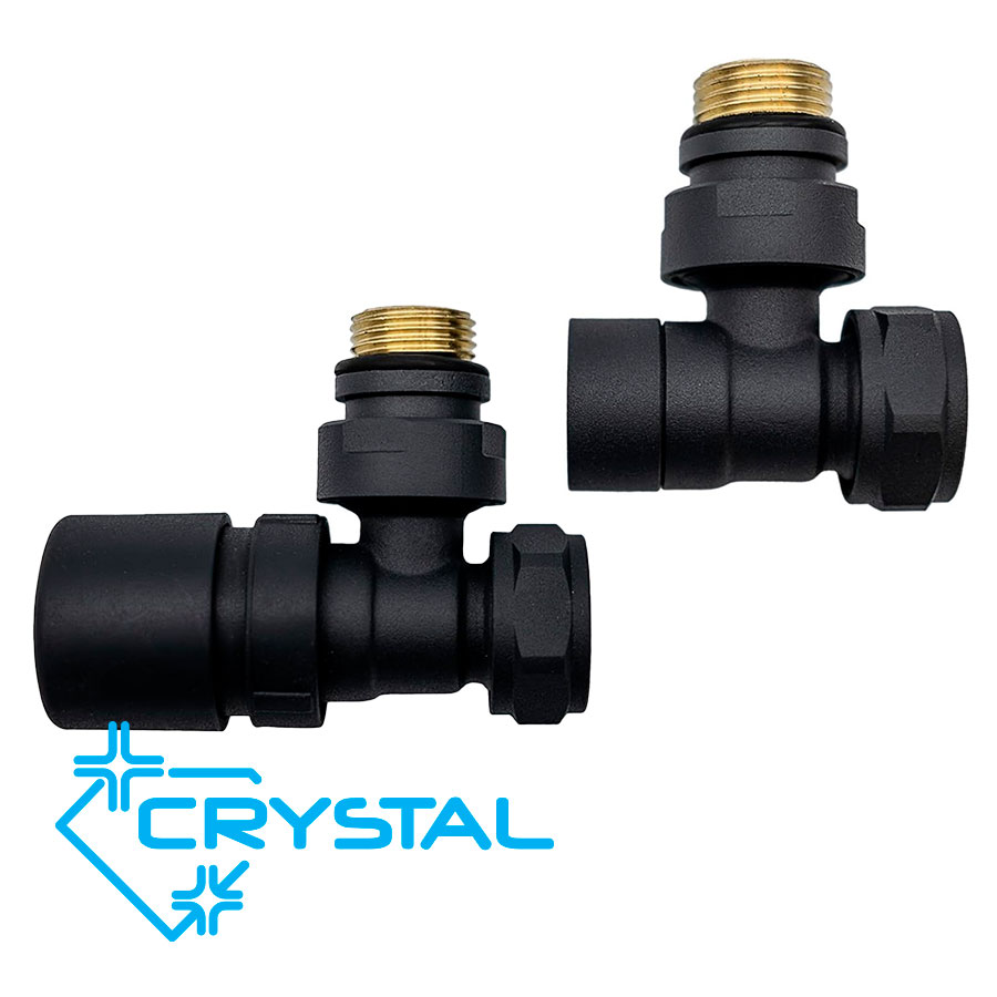 Water tap shut-off valve set, matt black with included adapters ¾“ to 16×2 mm