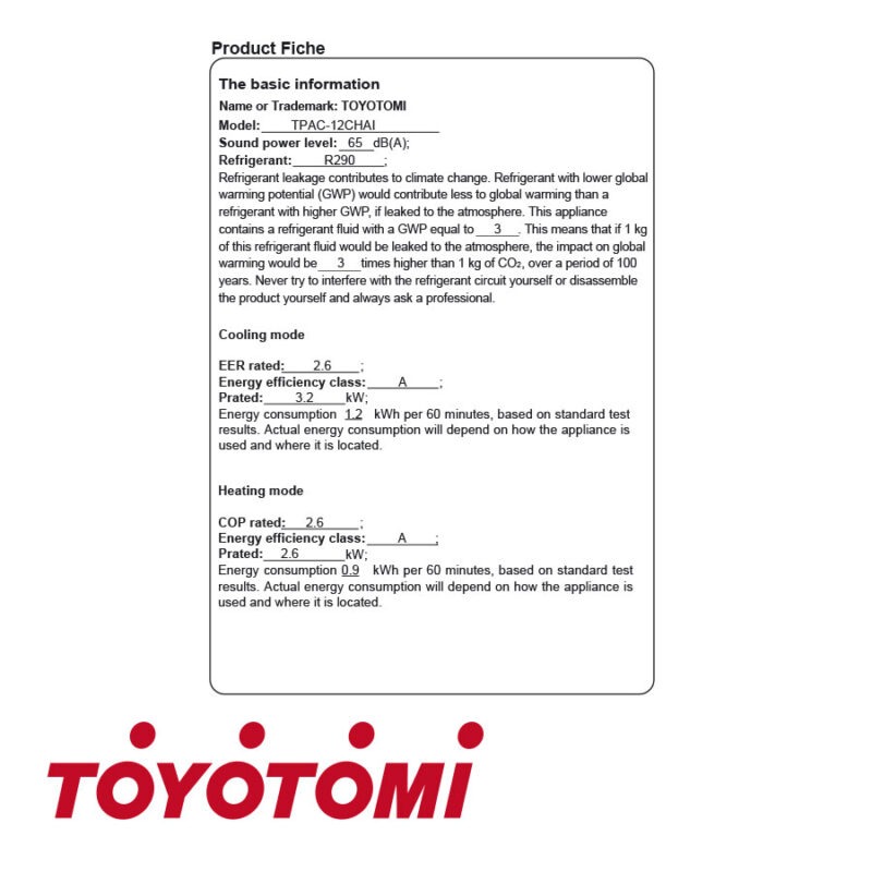 Мобилен климатик Тoyotomi Eiko TPAC-12CHAI Wi-Fi цена - Климатици за дома и офиса | BGR Group