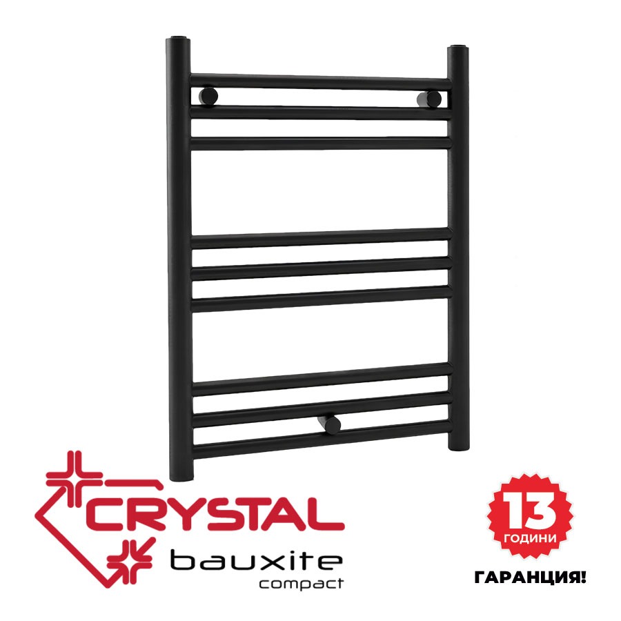 Aluminum hydraulic towel rail for bath Crystal BAUXITE Compact, black matte