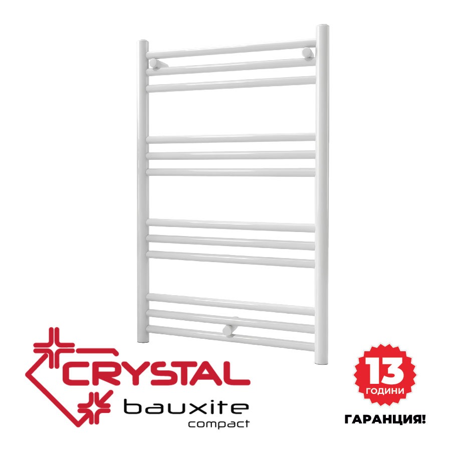 Aluminum hydraulic towel warmer for bath Crystal BAUXITE Compact white